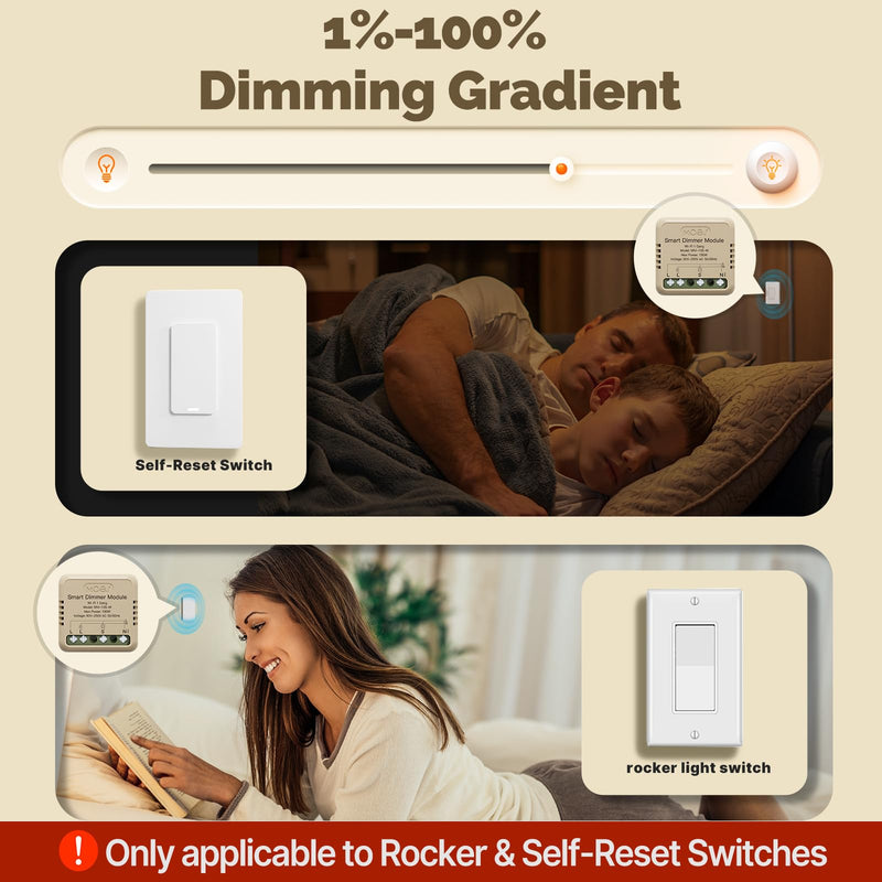 [Australia - AusPower] - MOES WiFi Smart Relay Dimmable, Work with Google Assistant & Alexa, Mini Smart Light Switch Module as Home Assistant, No Hub Required, Timer Relay 1 Gang 10A 1PC, Smart Life/Tuya App Dimmable 1 Gang 