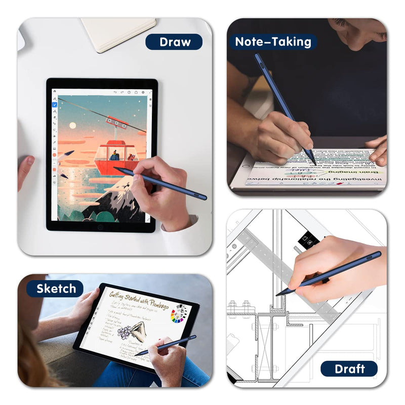 [Australia - AusPower] - Stylus Pencil for iPad 9th Generation, Active Pen with Palm Rejection Compatible with (2018-2022) Apple iPad 9th 8th 7th Gen/iPad Pro 11 & 12.9 inches/iPad Air 4th 5th Gen/iPad Mini 6th Gen (Blue) Blue 