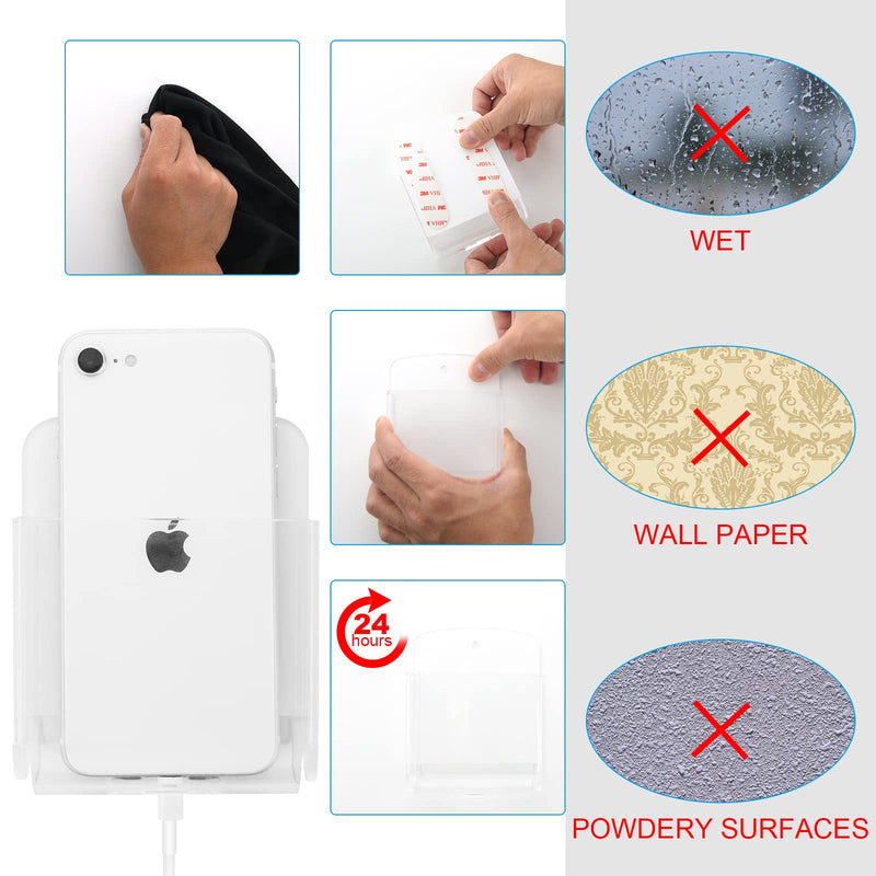 [Australia - AusPower] - Cosmos Pack of 2 Acrylic Remote Control Holder Adhesive Wall Mount Phone Holder Wall Mount Organizer Media Storage Box Phone Charging Storage Box for Home Office Living Room Bedroom (Transparent) Transparent Clear 