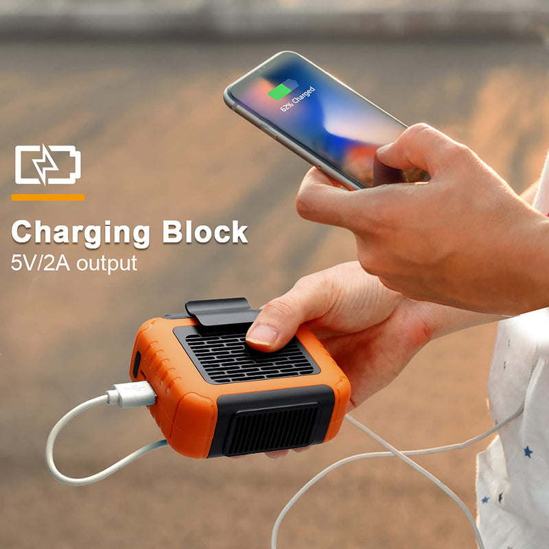 [Australia - AusPower] - Yeedie 3-in-1 Portable Waist Clip Fan, 6000mAh Personal Rechargeable Neck Fan up to 16H, Strong Airflow, 3 Speed, Hand Free Battery Operated Belt & Necklace Fan for Working Hiking Fishing orange 