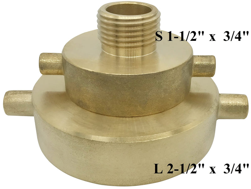 [Australia - AusPower] - Happy Tree 1-1/2" NST (NH) Female x 3/4" GHT Male Brass Fire Hydrant Adapter with Pin Lug Brass Fire Equipment Brass Hydrant to Garden Hose Adapter 1-1/2"NH x 3/4"GHT 