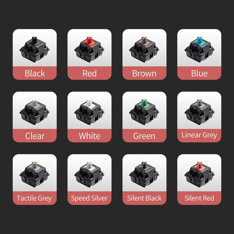 [Australia - AusPower] - Griarrac Cherry MX Switch Tester 12-Key Mechanical Keyboard Sampler Switch Testing Tool with Keycap Puller and 24 O Rings, 40A-L & 40A-R (Printed PBT Keycap Include Linear Gray) 