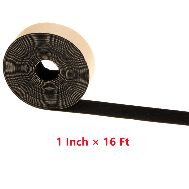 [Australia - AusPower] - Mesheshe 1 in x 16ft Self Adhesive Polyester Felt Tape, Thick Velvet Self-Stick Felt Strip, Flocking Felt Tape Roll for DIY, Projector Screen Felt Tape Border Absorbs Light, Brightens Image (Black) Black 