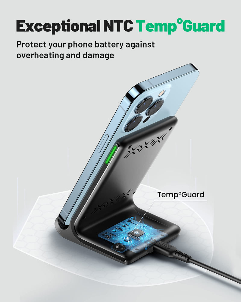 [Australia - AusPower] - Wireless Charger, INIU [2 Pack] 15W Qi-Certified Fast Wireless Charging Stand with Sleep-Friendly Adaptive Light Compatible with iPhone 12 11 Pro XR XS X Plus Samsung Galaxy S21 S20 Note 20 Google etc 