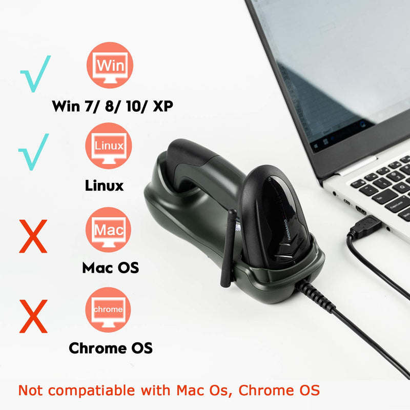 [Australia - AusPower] - NADAMOO Wireless Barcode Scanner with USB Cradle Charging Base 328Ft Long Transmission Handheld 1D Cordless Laser Barcode Reader Portable Bar Code Scanning for Retail Supermaket Warehouse 