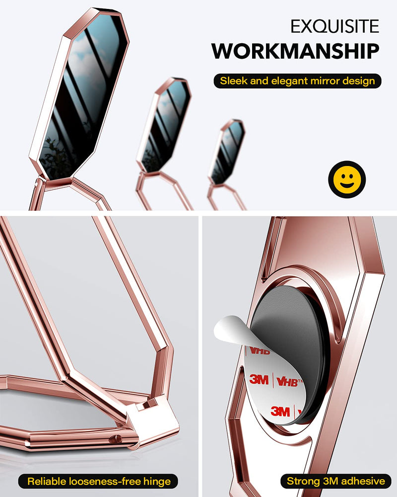 [Australia - AusPower] - 【Foldable & Adjustable】 Cell Phone Ring Holder Finger Kickstand,【Thick Case & Big Phones Friendly】 Cell Phone Holder for Hand, 【Triptych】 iPhone Ring Holder Grip,【Magnetic】 Cell Phone Grip Holder Rose Gold 