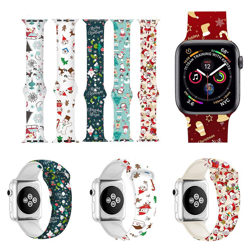 [Australia - AusPower] - BONICI Smart Watch Band Compatible with Apple Watch 38mm 40mm 42mm 44mm,Christmas Theme Christmas Man Snowman Sport Soft Silicone Rubber Replacement Bands for Apple Watch Series 6/SE/5/4/3/2/1 iWatch Christmas snowman 38mm/40mm 