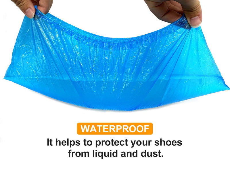 [Australia - AusPower] - OGUNUOKI Shoe Covers Disposable Recyclable -100 Pack(50 pairs) 15.7'' Hygienic Shoe & Boot Covers Waterproof Non-slip Shoe Booties for Indoors (Large Size - Up to US Men's 11 & US Women's 13) Plastic (CPE) 