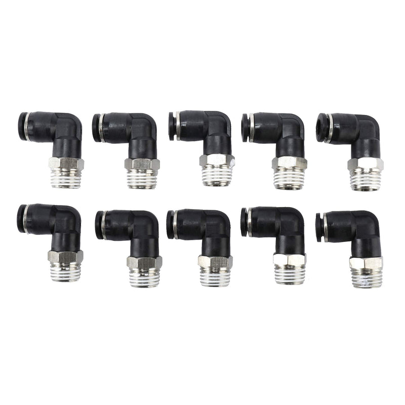 [Australia - AusPower] - AuInn Pack of 10 Push to Connect Air Fittings 6mm Tube OD x 1/4" NPT Thread Quick Connect Fittings, 90 Degree Elbow Male Fittings 