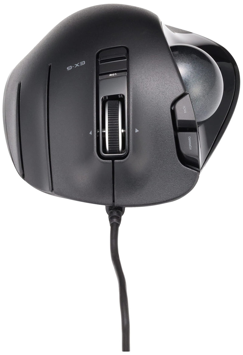 [Australia - AusPower] - ELECOM EX-G Trackball Mouse, Wired, Thumb Control, Sculpted Ergonomic Design, 6-Button Function with Smooth Tracking, Ergonomic Design, Optical Gaming Sensor, Windows11, macOS (M-XT3URBK) Black Ball 