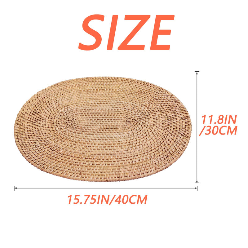 [Australia - AusPower] - DAWN FLAME Set of 2 Oval Rattan Placemat Natural Hand-Made Rattan Heat-Resistant Placemat Rattan Trivets (Oval 15.7x11.8IN), Honey Brown Oval 15.7x11.8IN 