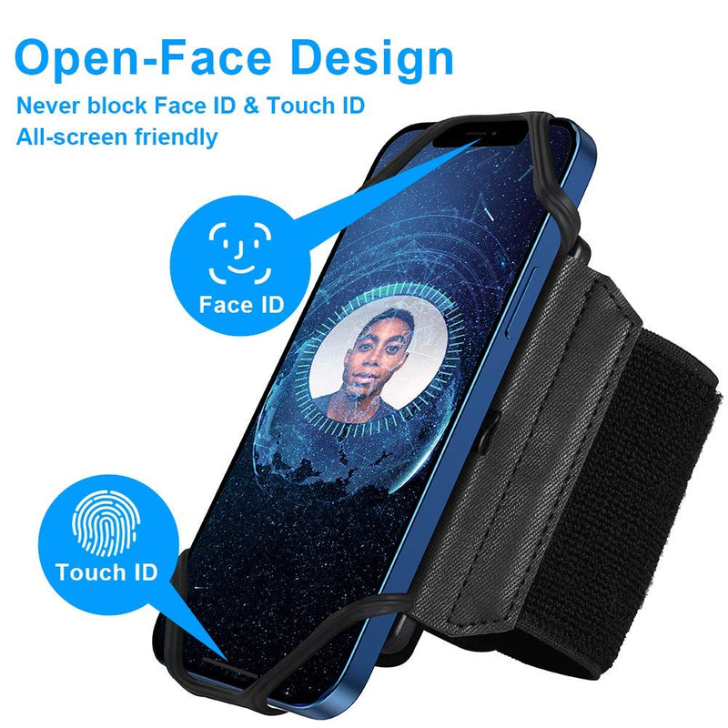 [Australia - AusPower] - VUP Wristband Phone Holder, 360° Rotatable Forearm Armband for iPhone 13/Pro Max/Pro/Mini/12/11/SE 2020/Xs/XR/X/8/7/Plus, Fits All 4-6.7 Inch Smartphones, Great for Hiking Biking Running (Black) Black 