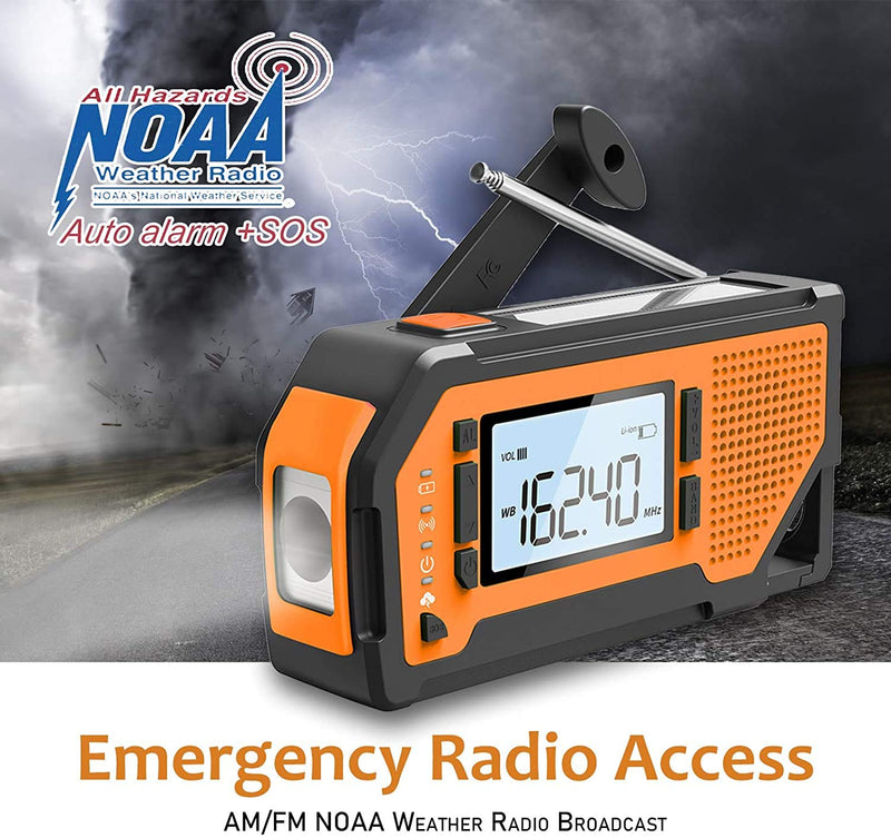 [Australia - AusPower] - 【2021 Upgraded】 Hand Crank Emergency Weather Radio Solar with Cell Phone Charger, Battery Power Weather Alert Radios with Flashlights for Emergencies Survial,Power Emergy Portable NOAA/AM/FM Radio 