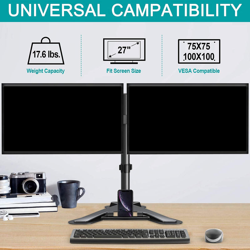 [Australia - AusPower] - MOUNT PRO Dual Monitor Stand - Free Standing Full Motion Monitor Desk Mount and Zimilar Monitor Stand Riser, Height Adjustable Monitor Stand 