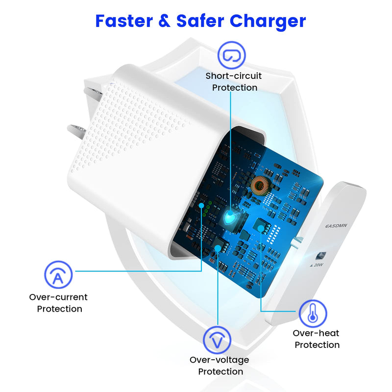 [Australia - AusPower] - iPhone 13 Fast Charger USB C Kit, EASDMN 20W Super-Speed Wall Charging Block/PD Car Adapter/2x iPhone Fast Charger Cords Compatible with Apple iPhone 13 Pro/Pro Max/Mini/12/11/Xs Max/XR/X, iPad(3.3ft) 