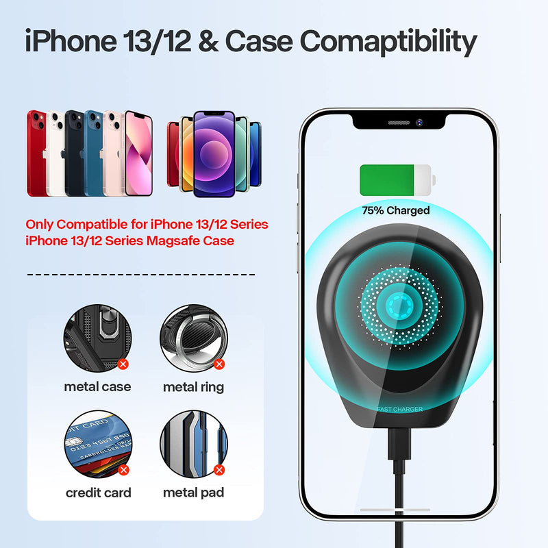 [Australia - AusPower] - MOING Magnetic Wireless Car Charger, Fast Charging Car Phone Holder Mount for Apple iPhone 13/12/Pro Max/Mini Series Phone Magnet for Car [Strong Power] with Secure Air Vent Clip, Black 