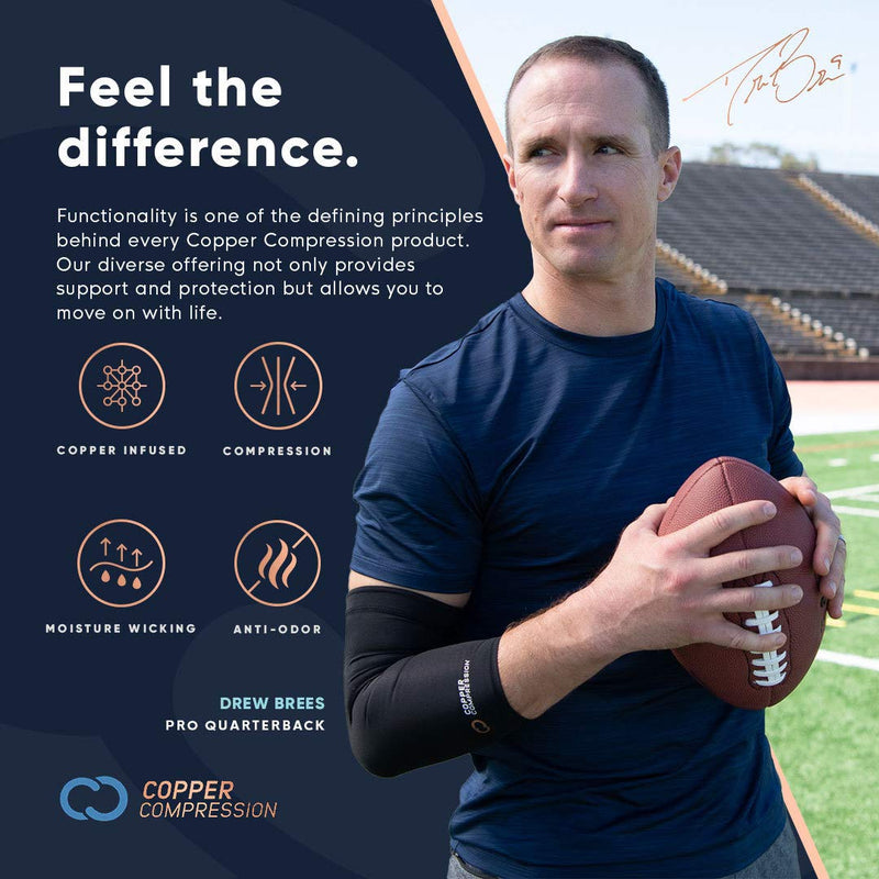 [Australia - AusPower] - Copper Compression Arm Brace - Copper Infused Sleeve for Arms, Forearm, Bicep. Tennis Elbow, Basketball, Golf, Arthritis, Tendonitis, Bursitis, Osteoporosis, Rehab, Post Surgery, Physical Therapy (Sm) Small (Pack of 1) 