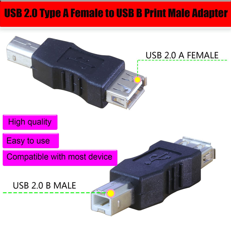 [Australia - AusPower] - LGDehome USB 2.0 A Female to USB B Print Male Adapter Converter,USB AF/BM Adapter, Type A Female to USB B Print Male Adapter Connector (4 Pack) 4 Pack 