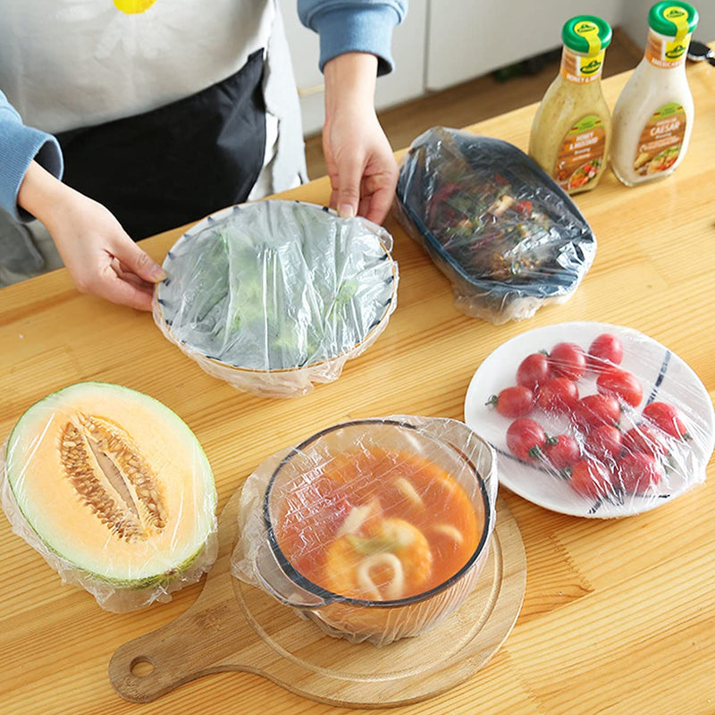[Australia - AusPower] - 200 PCS Elastic Food Storage Covers, Reusable Stretchable Plastic Wrap Bowl Covers for Leftovers, BPA Free Microwave safe for Fruit leftovers Picnic Outdoor Food Cover 