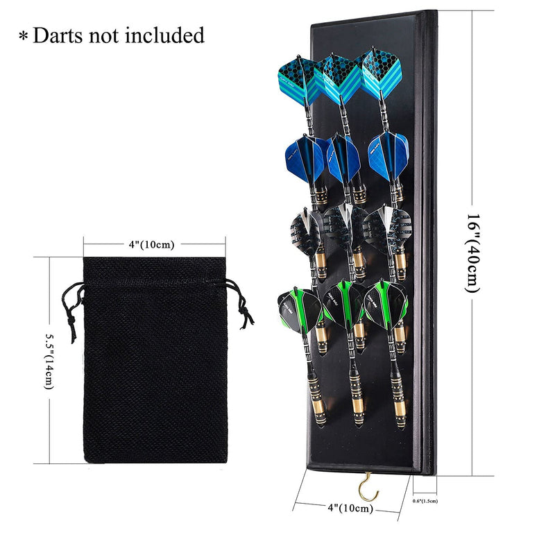 [Australia - AusPower] - Darts Caddy Wall Mounted Darts Holder/Stand/with Metal Hook, Accessory Storage Bag, Displays 12 Set of Steel/Soft Tip Darts Black 