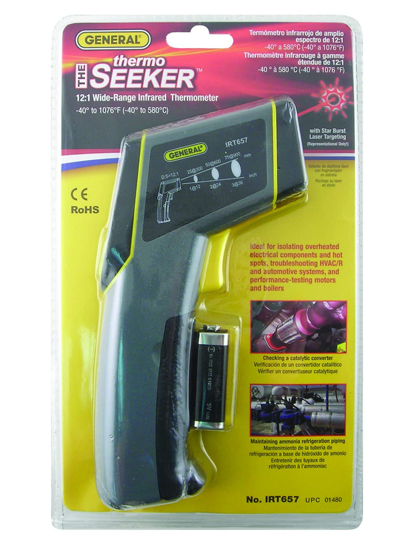 [Australia - AusPower] - General Tools 12:1 Non Contact Infrared Thermometer #IRT657 - Broad measurement range -40 to 1076 degrees F (-40 to 580 degrees C) 
