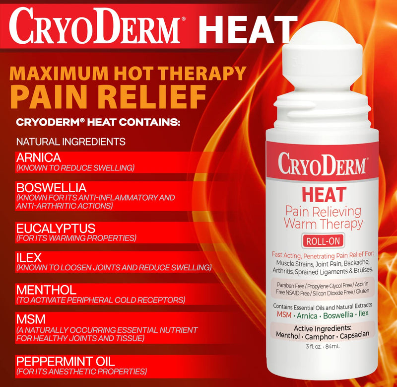 [Australia - AusPower] - Cryoderm Heat Roll-On 3 oz. 