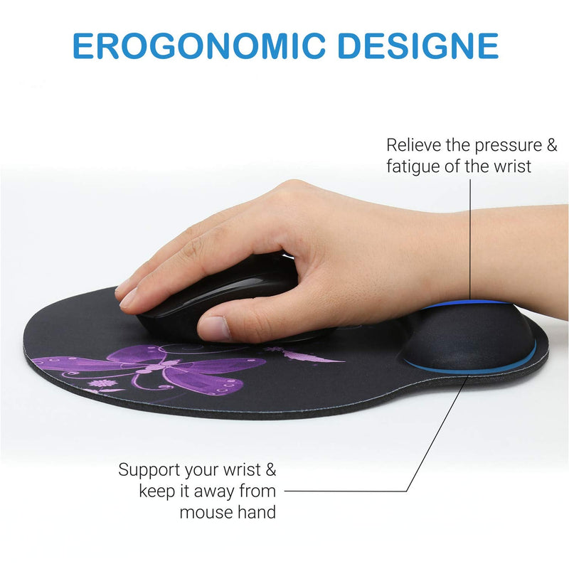[Australia - AusPower] - Wrist Rest Support Mouse Pad - Ergonomic Mouse Pad,Memory Foam Mice Mat for Office Work Computer Gaming by RICHEN Nice Butterfly 