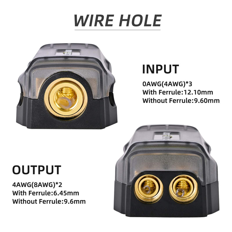 [Australia - AusPower] - LEIGESAUDIO Copper 0/4 Gauge to 4/8 Gauge 60 Amp Mini ANL 2 Way Fuse Holder Distribution Block 