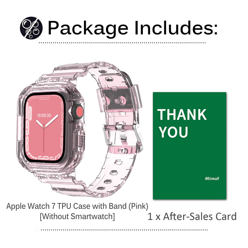 [Australia - AusPower] - Miimall Compatible with Apple Watch 42mm 44mm 45mm Band with Case Full Protective TPU Bumper Case with Band Crystal Transparent Case with Bands for iWatch 42mm 44mm 45mm Series 7 6 SE 5 4 3 2 1(Pink) Pink 42mm/44mm/45mm 
