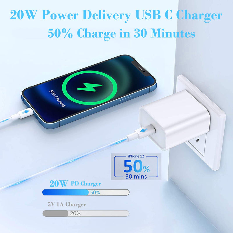 [Australia - AusPower] - [Apple MFi Certified] iPhone Charger, esbeecables 20W PD Rapid Type-C Power Fast Wall Charger Plug with 6FT USB-C to Lightning Quick Charge Data Sync Cord for iPhone 13/12/11/XS/XR/X 8/SE/iPad/AirPods 1 