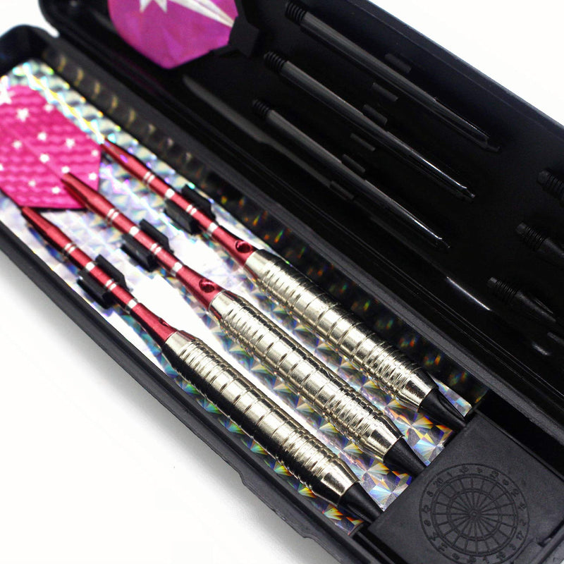 [Australia - AusPower] - ROOBEEO Soft Tip Darts Set for Electronic Dart Board 18/22g Plastic Tip Darts Set with Brass Barrels&Aluminum Shafts, 6 Flights 3 Spare Plastic Dart Shaft 20 Soft Tips Portable Case 18g-Silver&Pink 