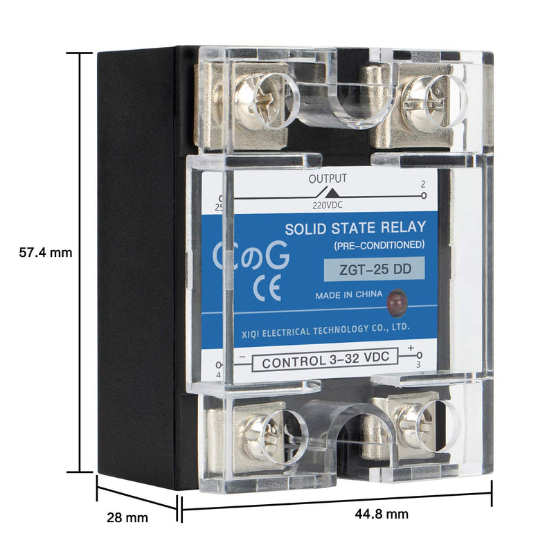 [Australia - AusPower] - CG Solid State Relay SSR-25DD DC to DC Input 3-32VDC To Output 5-240VDC 25A Single Phase Plastic Cover DC to DC 25A 
