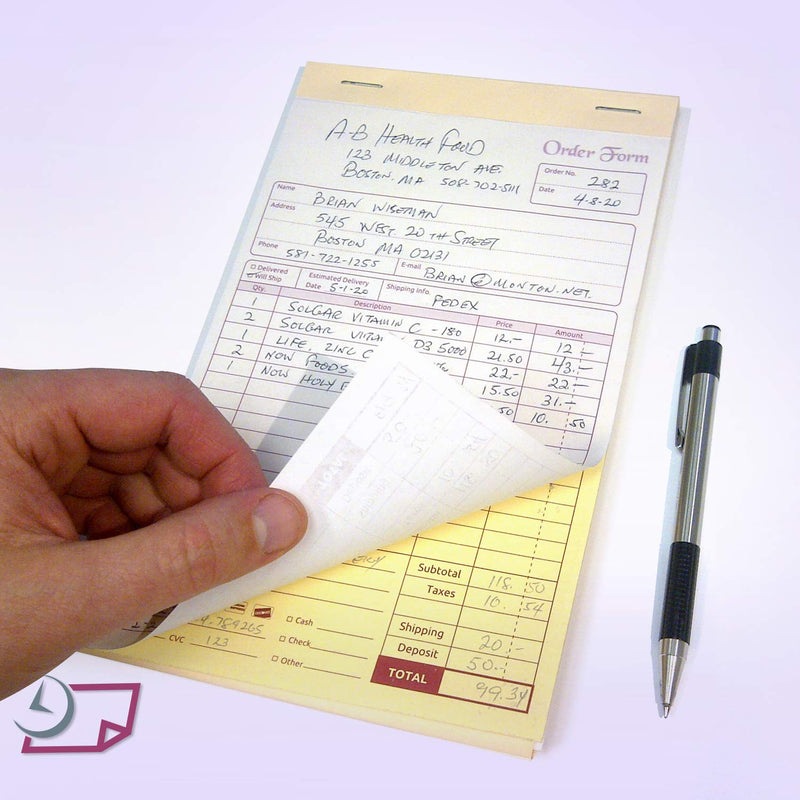 [Australia - AusPower] - NCR Carbonless Order Forms, Bound Wraparound Cover, 50 Sets per Book. (5-1/2 x 8-1/2" - 2 Part) 5-1/2 x 8-1/2" - 2 Part 