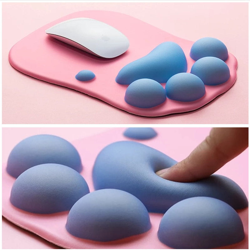 [Australia - AusPower] - Soft Silicone Cat Paw Mouse Pad with Wrist Rest Support Funny Cartoon Wrist Cushion Comfort Protected Computer Mouse Mat Desk Decor for Easy Typing & Pain Relief (10.7x7.9x0.9'') (Pink) Pink 