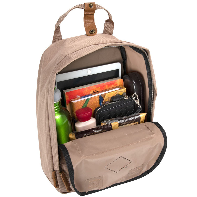 [Australia - AusPower] - Canvas Mini Backpack for Everyday & Day Pack Rucksack in Solid Color Blocks (Almond) Almond 