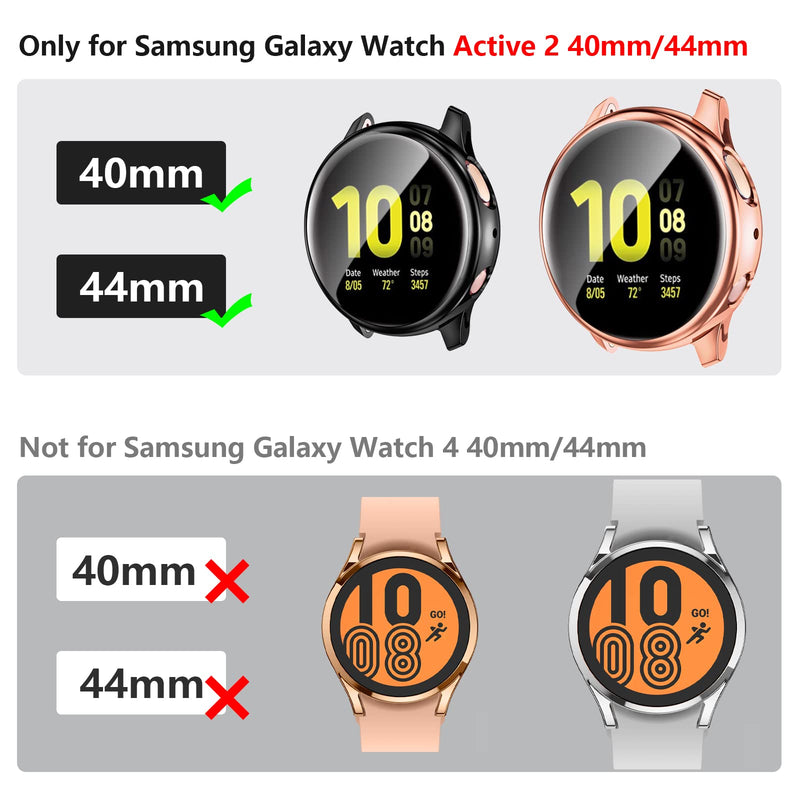 [Australia - AusPower] - GEAK 3 Pack for Samsung Galaxy Active 2 Watch Case 40mm,Active 2 Screen Protector Soft Full Cover for Samsung Galaxy Active 2 Smartwatch 40mm Black/Silver/Rose Gold 
