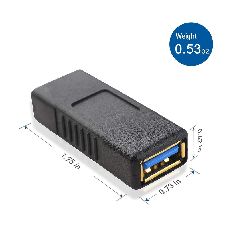 [Australia - AusPower] - Cable Matters 2-Pack USB 3.0 Coupler USB Female to Female Adapter Gender Changer & Combo-Pack 90 Degree Left and Right Angle USB Adapter 