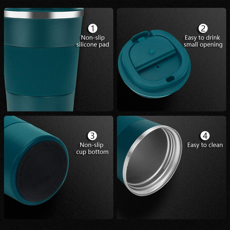[Australia - AusPower] - CS COSDDI Travel Mug 12oz - Vacuum Insulated Coffee Travel Mug Spill Proof with Leakproof Lid - Double Walled Reusable Tumbler Cups for Keep Hot/Ice Coffee,Tea and Beer(Aquamarine) Aquamarine 