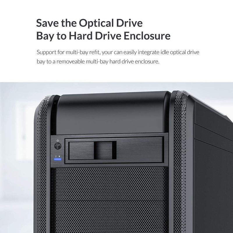[Australia - AusPower] - ORICO 5.25 Trayless Hot Swap Mobile Rack CD-ROM 3.5 inch Internal SATA Hard Drive SSD Adapter-1106SS 