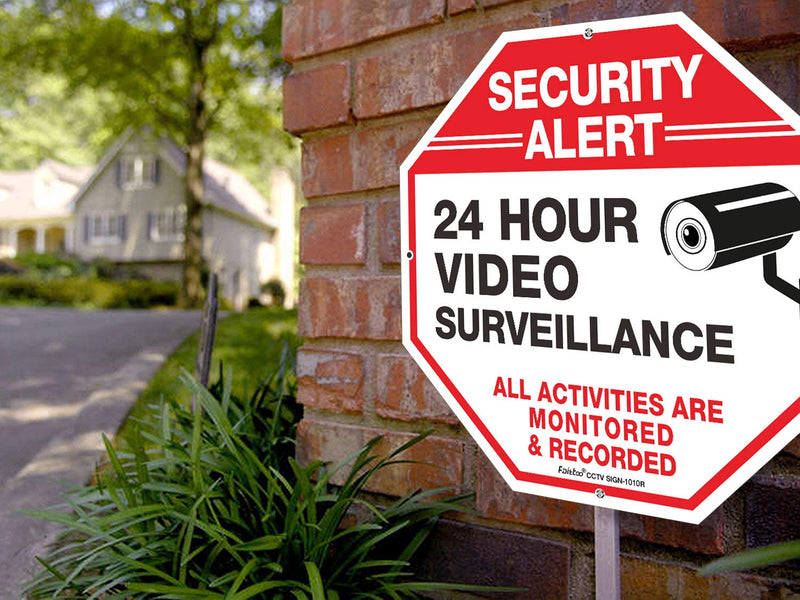 [Australia - AusPower] - (4 Pack) Security Alert, 24 Hour Video Surveillance, All Activities Monitored Signs,10 x 10 .040 Aluminum Reflective Warning Sign for Home Business CCTV Security Camera, Indoor or Outdoor Use 