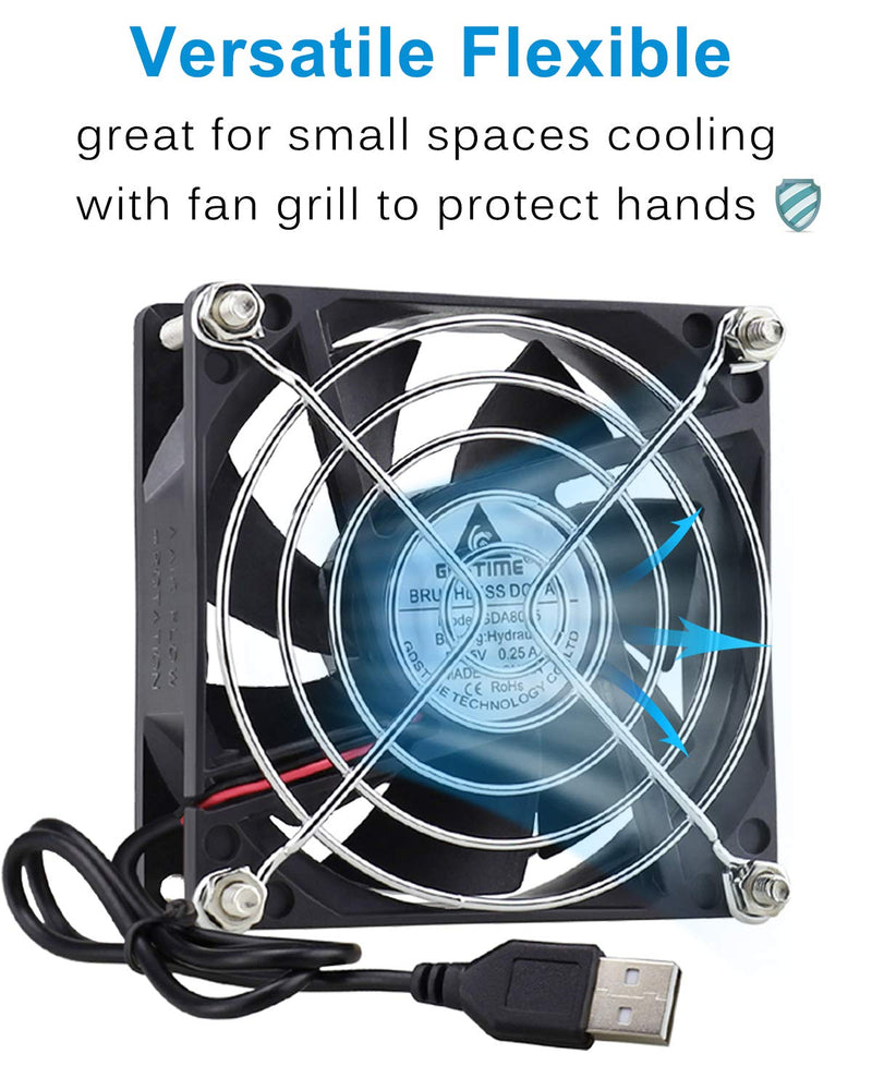 [Australia - AusPower] - GDSTIME Dual 80mm USB Fan 80mm x 25mm 5V for Receiver DVR Playstation Xbox Computer Cabinet Cooling 80x80x25mm 