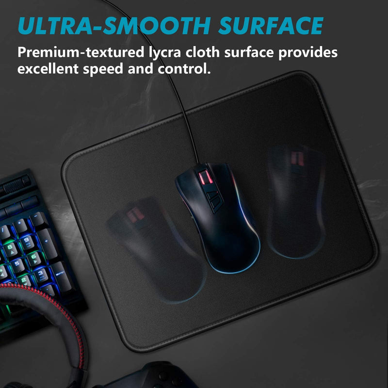 [Australia - AusPower] - 3 Mouse Pad Stitched Edges Premium-Textured Large Mouse Pads Mat Natural Non-Slip Rubber Base Mousepad for Laptop, Computer & PC, 11 x 8.7 inches, Black 3 pcs 