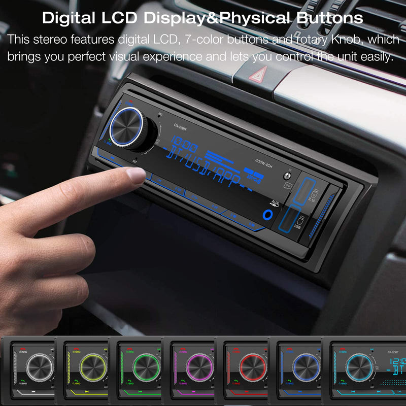 [Australia - AusPower] - Single Din Stereo Marine Radio: Bluetooth Car Audio Receivers with Digital LCD Display | FM AM Car Radio | USB/SD/AUX/MP3 Player | 2.1A Quick Charge | APP Remote 