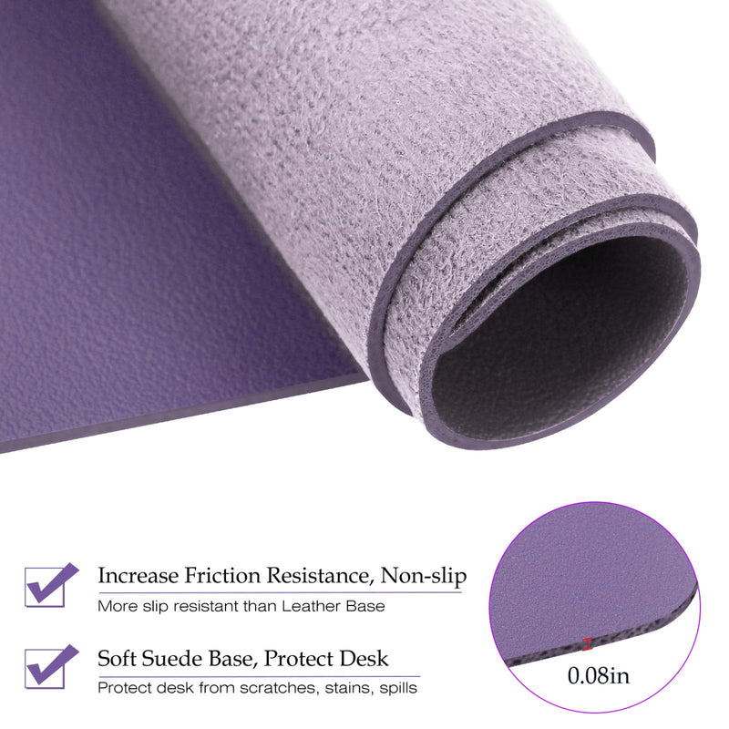 [Australia - AusPower] - TOWWI PU Leather Desk Pad with Suede Base, Multi-Color Non-Slip Mouse Pad, 32” x 16” Waterproof Desk Writing Mat, Large Desk Blotter Protector (Voilet) Voilet 32" x 16" 
