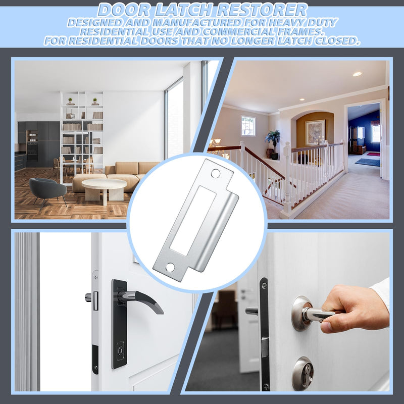 [Australia - AusPower] - Tandefio 4pcs 4-7/8" Universal Door Strike Plate T Strike Door Strike Plate Deadbolt Strike Plate Door Backplate Iron with Brushed Zinc Finish (Large Hole) Silver 