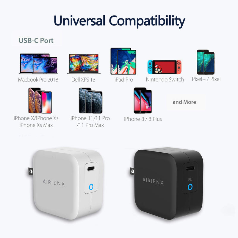 [Australia - AusPower] - AirienX USB C 61W Wall Charger Compatible with iPhone 12 PD 3.0 GaN Type C Fast Charging Ultra Compact (Foldable Plug) Travel Charger Designed for iPhone 12, 11, MacBook Pro/Air, iPad Pro 2020 (White) 