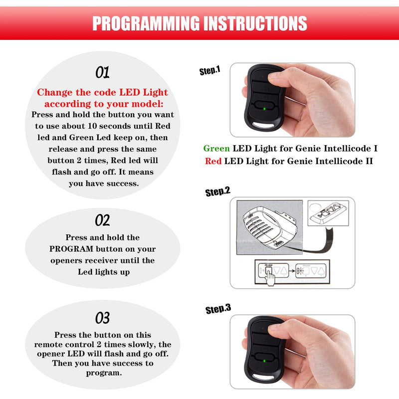 [Australia - AusPower] - G1T-BX 38501R Remote for Genie IntelliCode I II G3T-R G3T-BX G3T-A Overhead Door Garage Door Opener Remote Auto-Seek Dual 315/390MHZ 2 Pack 