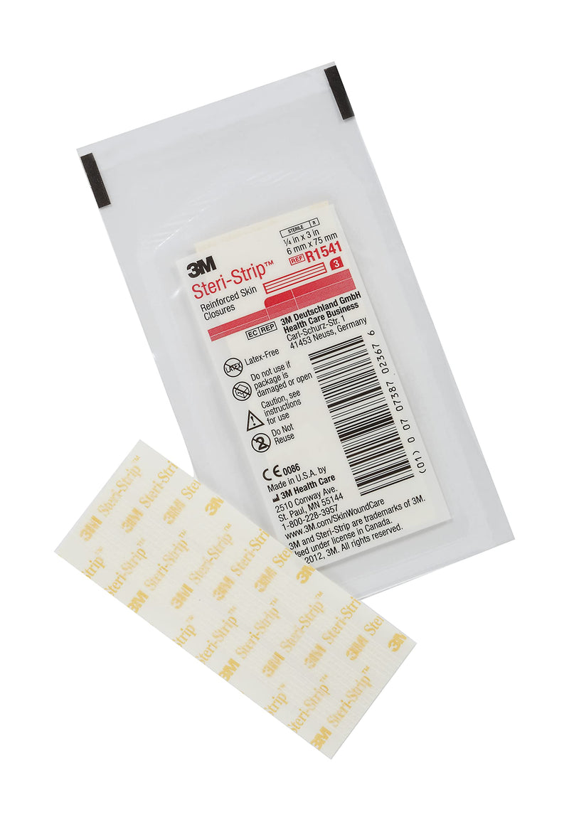 [Australia - AusPower] - 3M™ Steri-Strip™ Reinforced Adhesive Skin Closures, R1541, 1/4 in x 3 in (6 mm x 75 mm), 3 Strips/Envelope (Pack of 50 strips) 