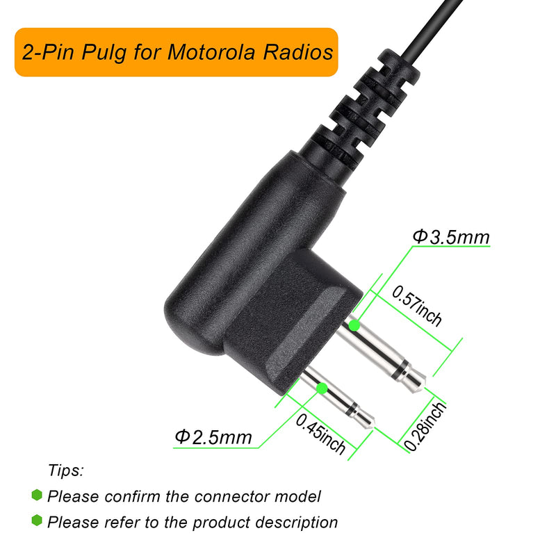 [Australia - AusPower] - NUOMIC Walkie Talkie Earpiece with Mic 2 Pin 2.5mm&3.5mm G-Shape Headset for Motorola Two Way Radio (2 Pack) 