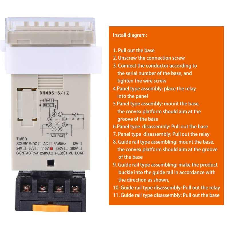 [Australia - AusPower] - 110V Time Relay AC DH48S-S 0.1s-99h Cycle Control Digital Display Time Relay with Base 